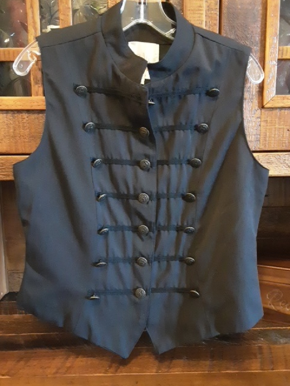 Black Military-Style Sleeveless Jacket